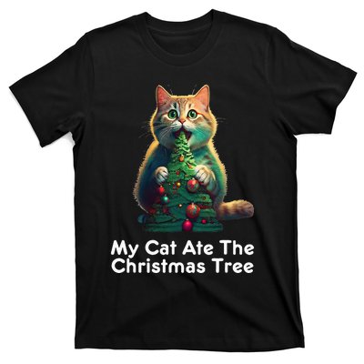 My Cat Ate The Christmas Tree Festive Holiday Apparel T-Shirt