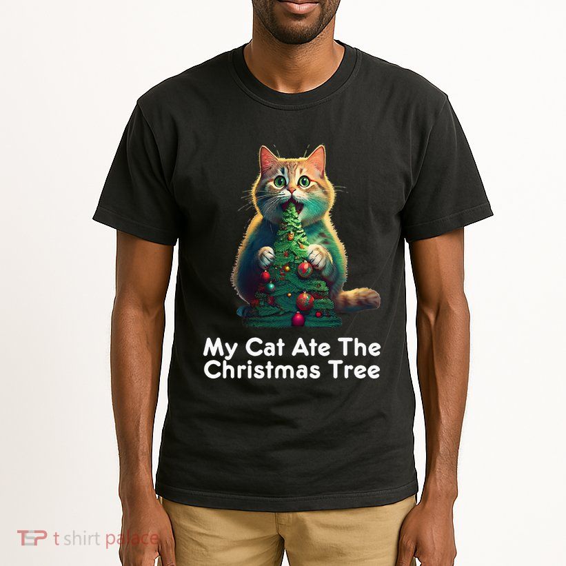 My Cat Ate The Christmas Tree Festive Holiday Apparel Tall T-Shirt