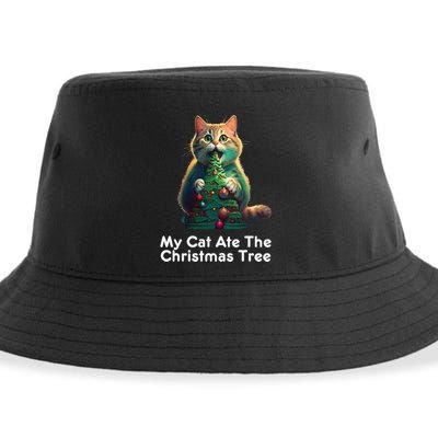 My Cat Ate The Christmas Tree Festive Holiday Apparel Sustainable Bucket Hat