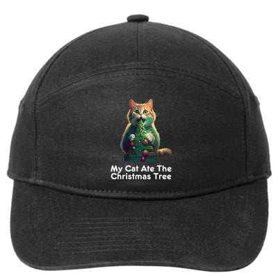 My Cat Ate The Christmas Tree Festive Holiday Apparel 7-Panel Snapback Hat