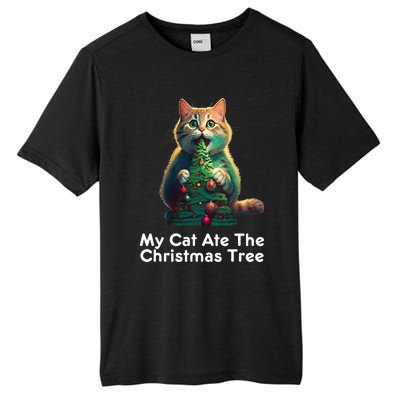 My Cat Ate The Christmas Tree Festive Holiday Apparel Tall Fusion ChromaSoft Performance T-Shirt