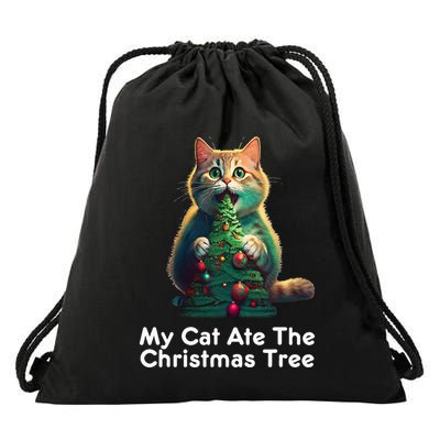 My Cat Ate The Christmas Tree Festive Holiday Apparel Drawstring Bag