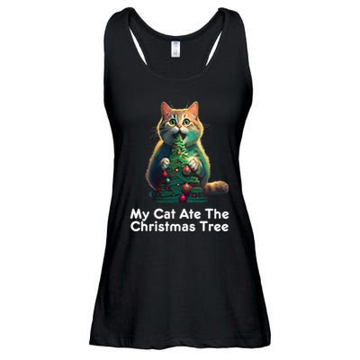 My Cat Ate The Christmas Tree Festive Holiday Apparel Ladies Essential Flowy Tank