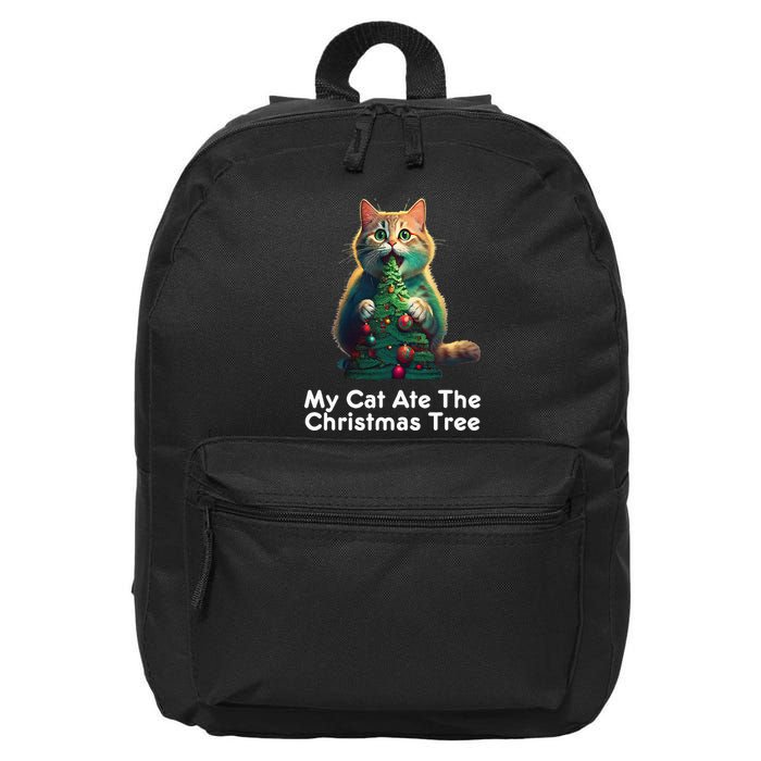 My Cat Ate The Christmas Tree Festive Holiday Apparel 16 in Basic Backpack