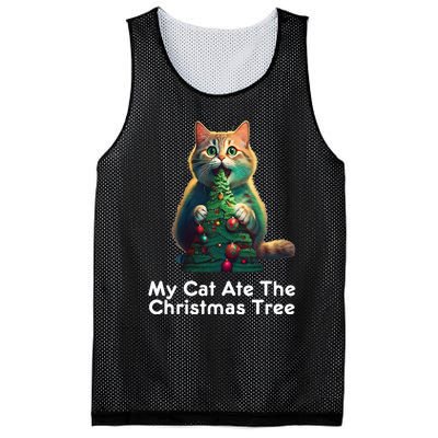 My Cat Ate The Christmas Tree Festive Holiday Apparel Mesh Reversible Basketball Jersey Tank