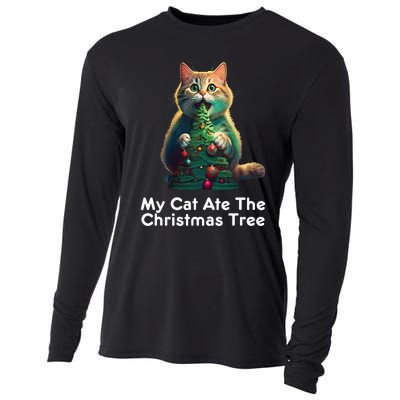 My Cat Ate The Christmas Tree Festive Holiday Apparel Cooling Performance Long Sleeve Crew