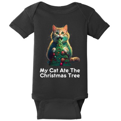 My Cat Ate The Christmas Tree Festive Holiday Apparel Baby Bodysuit