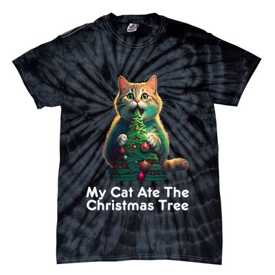 My Cat Ate The Christmas Tree Festive Holiday Apparel Tie-Dye T-Shirt