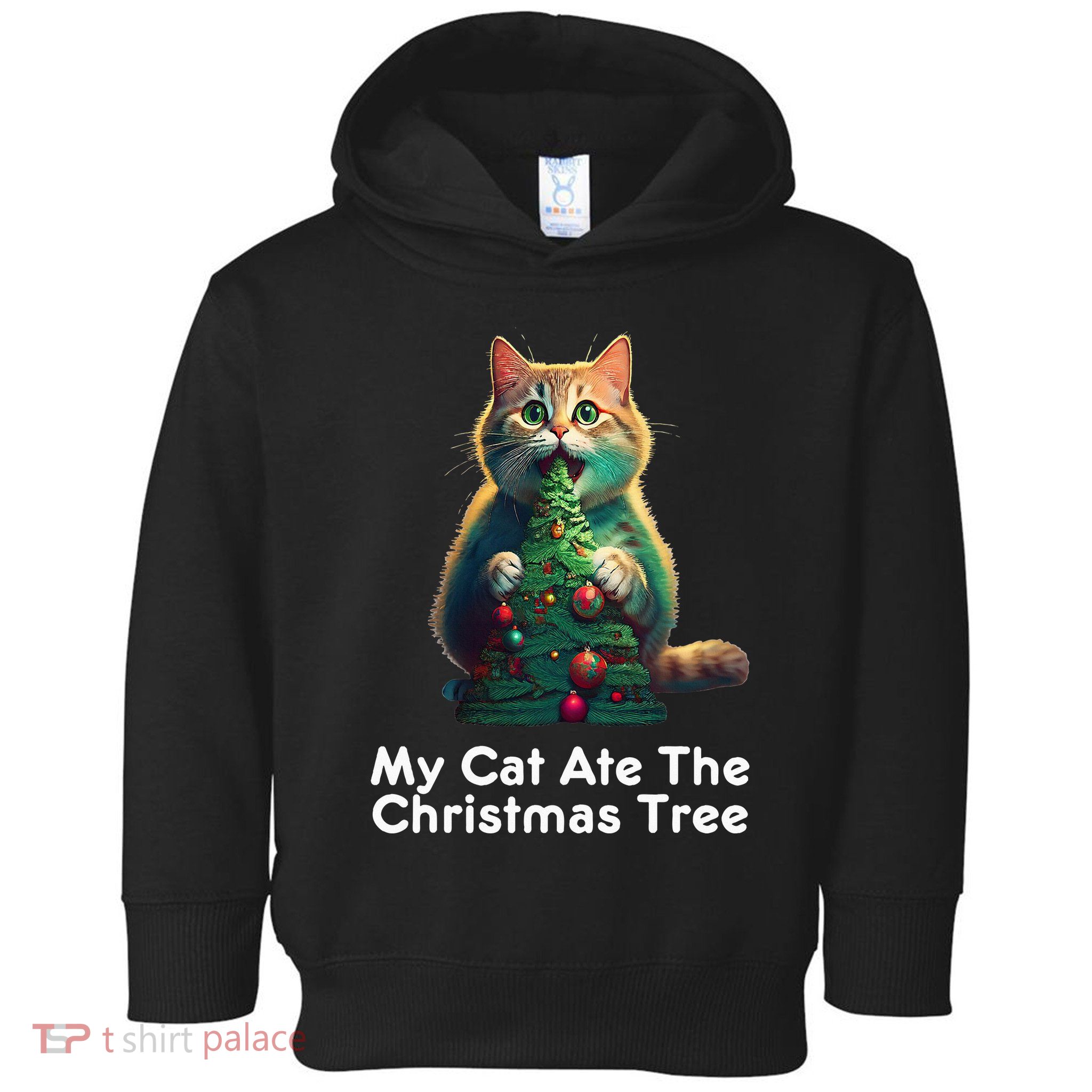 My Cat Ate The Christmas Tree Festive Holiday Apparel Toddler Hoodie