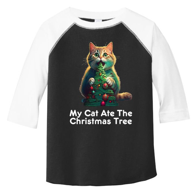 My Cat Ate The Christmas Tree Festive Holiday Apparel Toddler Fine Jersey T-Shirt