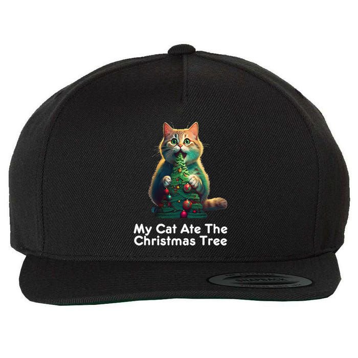 My Cat Ate The Christmas Tree Festive Holiday Apparel Wool Snapback Cap