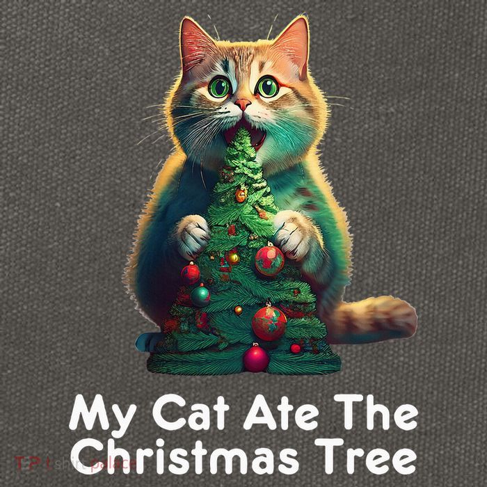 My Cat Ate The Christmas Tree Festive Holiday Apparel Cotton Canvas Backpack
