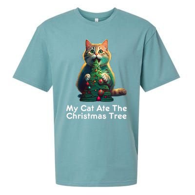 My Cat Ate The Christmas Tree Festive Holiday Apparel Sueded Cloud Jersey T-Shirt