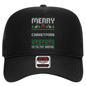 Merry Christmas Animal Filthy Ya Ugly Xmas Family Matching High Crown Mesh Back Trucker Hat