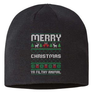 Merry Christmas Animal Filthy Ya Ugly Xmas Family Matching Sustainable Beanie