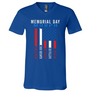 Murph Challenge American Memorial Day Workout Gym V-Neck T-Shirt