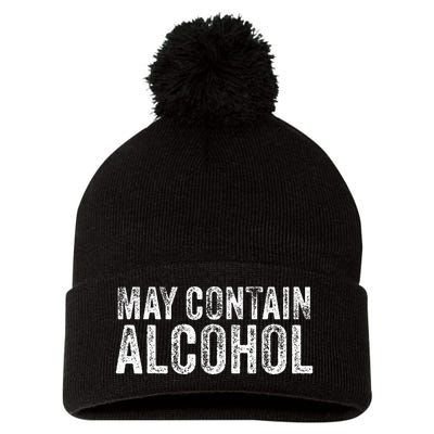 May Contain Alcohol Drinking Beer Tasting Funny Pom Pom 12in Knit Beanie