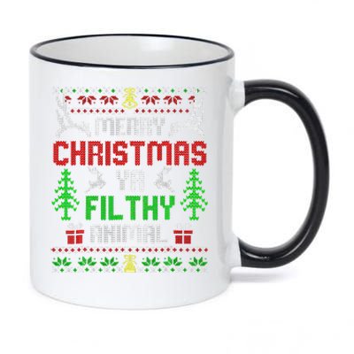 Merry Christmas Animal Filthy Ya  11oz Black Color Changing Mug