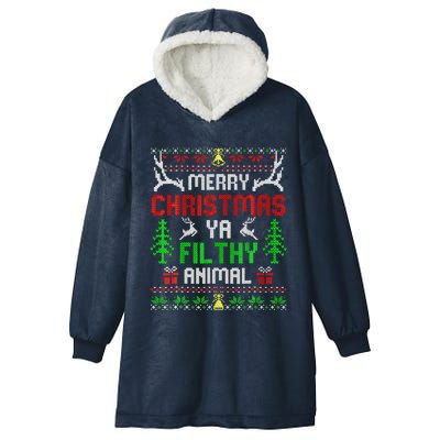 Merry Christmas Animal Filthy Ya  Hooded Wearable Blanket