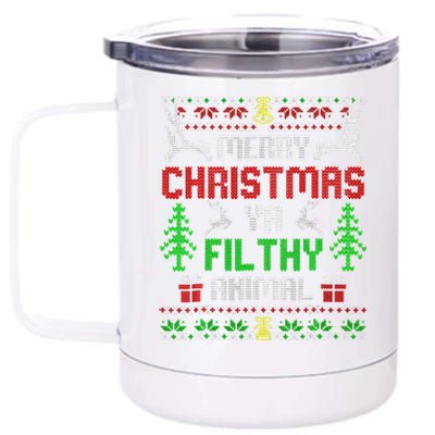 Merry Christmas Animal Filthy Ya  12 oz Stainless Steel Tumbler Cup