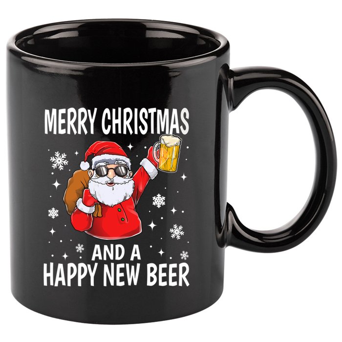 Merry Christmas And A Happy New Beer Ing Fun Christmas Gift 11oz C Handle Ceramic Mug