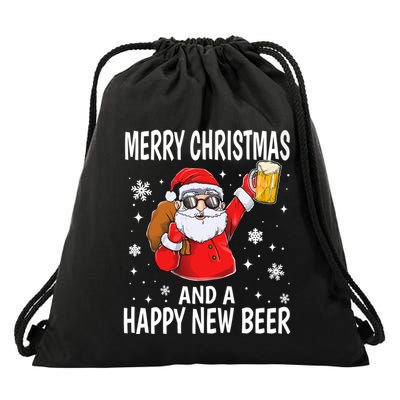 Merry Christmas And A Happy New Beer Ing Fun Christmas Gift Drawstring Bag