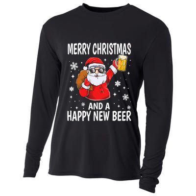 Merry Christmas And A Happy New Beer Ing Fun Christmas Gift Cooling Performance Long Sleeve Crew