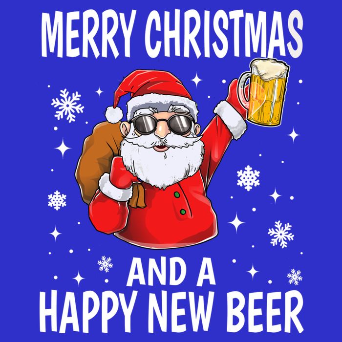 Merry Christmas And A Happy New Beer Ing Fun Christmas Gift Stripe Pom Pom Beanie