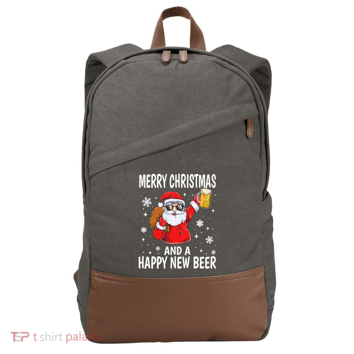 Merry Christmas And A Happy New Beer Ing Fun Christmas Gift Cotton Canvas Backpack