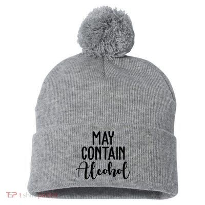 May Contain Alcohol Funny Pom Pom 12in Knit Beanie