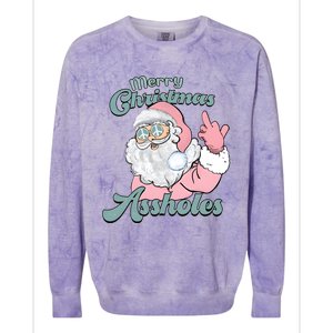 Merry Christmas Assholes Santa Dirty Humor Christmas Colorblast Crewneck Sweatshirt