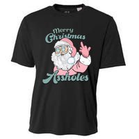 Merry Christmas Assholes Santa Dirty Humor Christmas Cooling Performance Crew T-Shirt