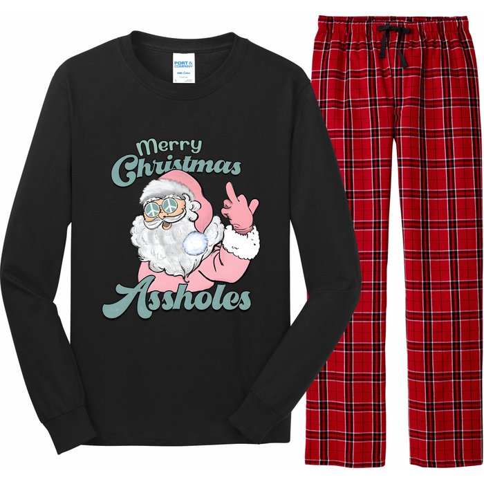 Merry Christmas Assholes Santa Dirty Humor Christmas Long Sleeve Pajama Set