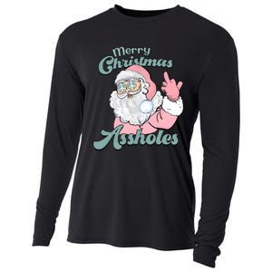 Merry Christmas Assholes Santa Dirty Humor Christmas Cooling Performance Long Sleeve Crew