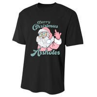 Merry Christmas Assholes Santa Dirty Humor Christmas Performance Sprint T-Shirt