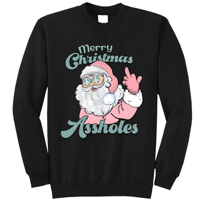 Merry Christmas Assholes Santa Dirty Humor Christmas Tall Sweatshirt