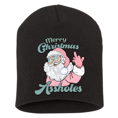 Merry Christmas Assholes Santa Dirty Humor Christmas Short Acrylic Beanie