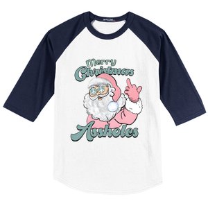 Merry Christmas Assholes Santa Dirty Humor Christmas Baseball Sleeve Shirt