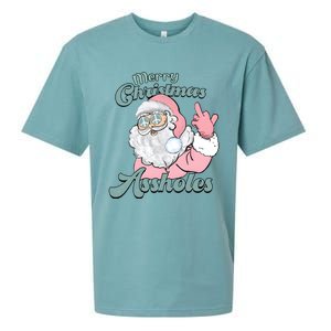 Merry Christmas Assholes Santa Dirty Humor Christmas Sueded Cloud Jersey T-Shirt