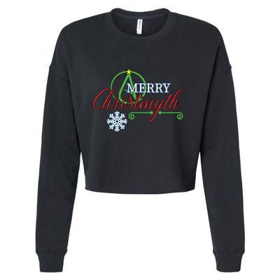 Merry Christmyth Atheist Christmas Gift (Color) Cropped Pullover Crew