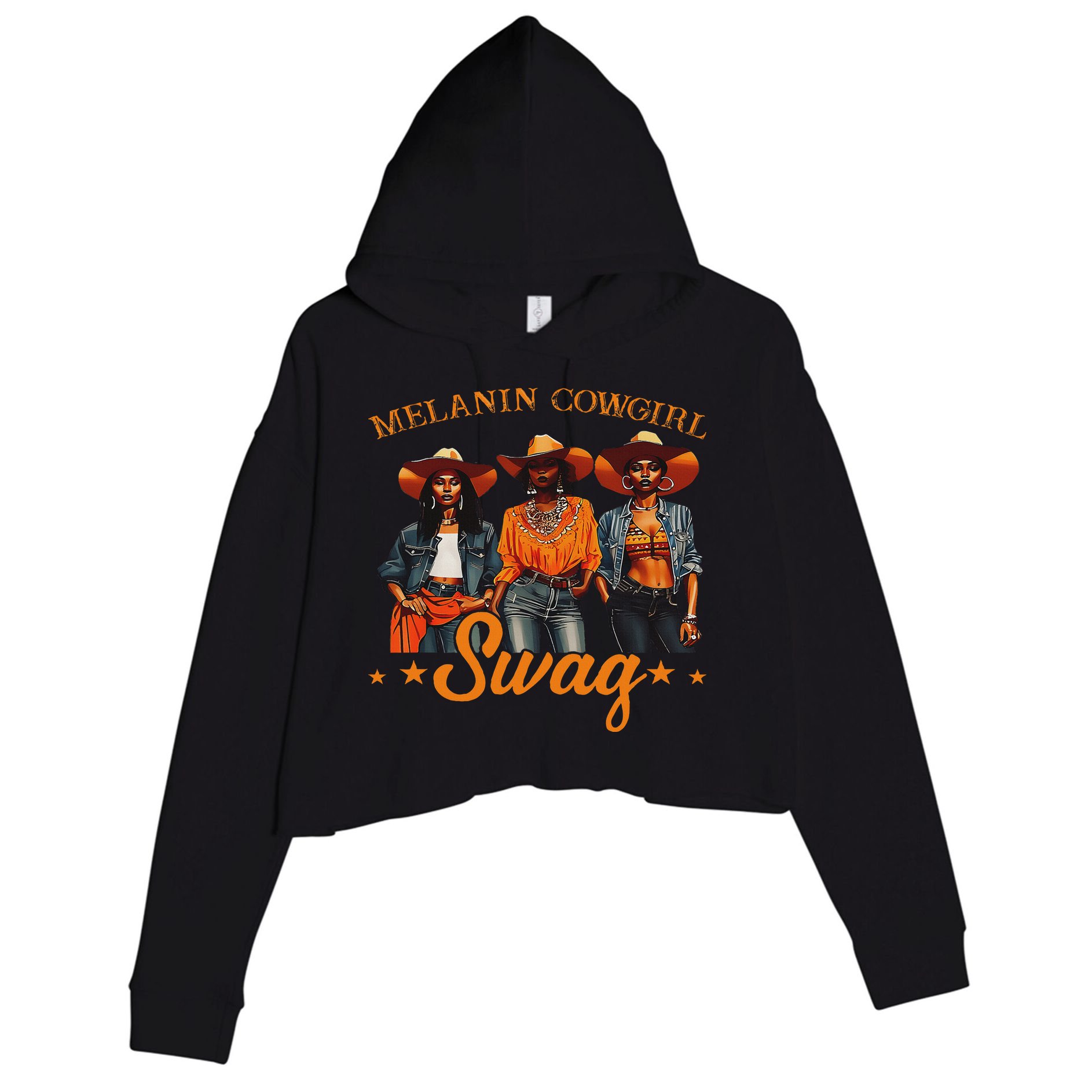 Melanins Cowgirls African Melanins Cowgirl Black History Crop Fleece Hoodie