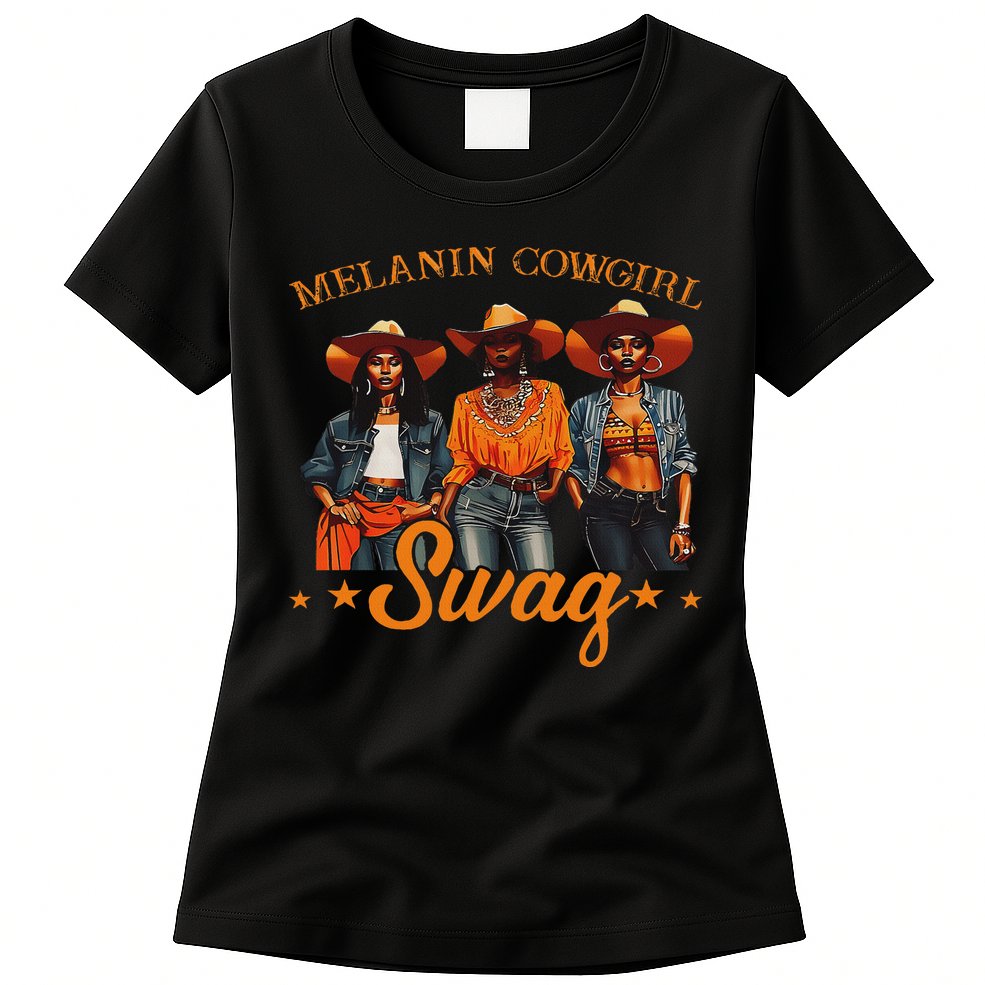 Melanins Cowgirls African Melanins Cowgirl Black History Womens T-Shirt