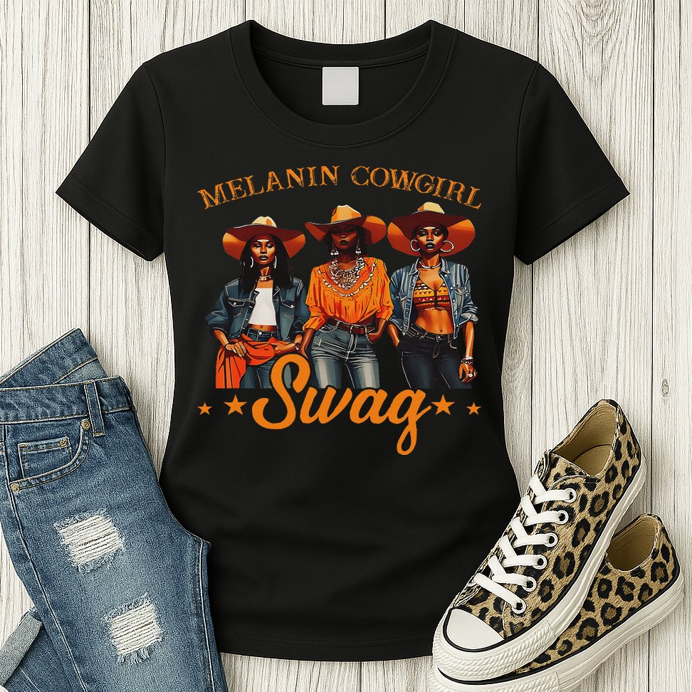 Melanins Cowgirls African Melanins Cowgirl Black History Womens T-Shirt