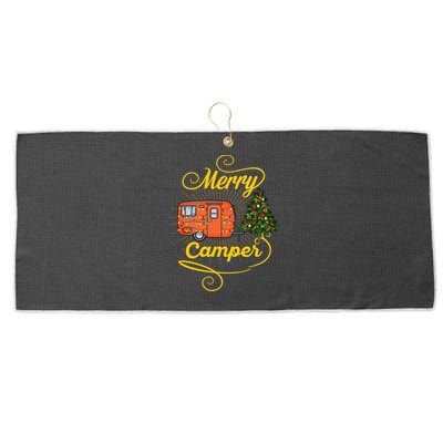 Merry Camper And Christmas Camping Lovers Gift Large Microfiber Waffle Golf Towel