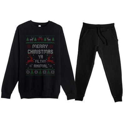 Merry Christmas Animal Filthy Ya Xmas Pajama Premium Crewneck Sweatsuit Set