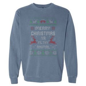 Merry Christmas Animal Filthy Ya Xmas Pajama Garment-Dyed Sweatshirt