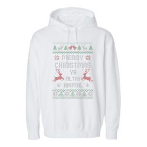 Merry Christmas Animal Filthy Ya Xmas Pajama Garment-Dyed Fleece Hoodie