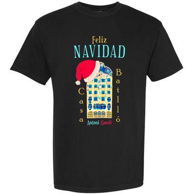 Merry Christmas Antoni Gaudi Drawing Barcelona Spain Garment-Dyed Heavyweight T-Shirt