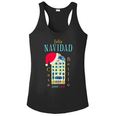 Merry Christmas Antoni Gaudi Drawing Barcelona Spain Ladies PosiCharge Competitor Racerback Tank