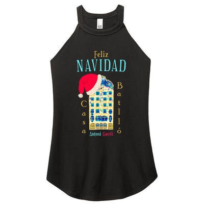 Merry Christmas Antoni Gaudi Drawing Barcelona Spain Women’s Perfect Tri Rocker Tank